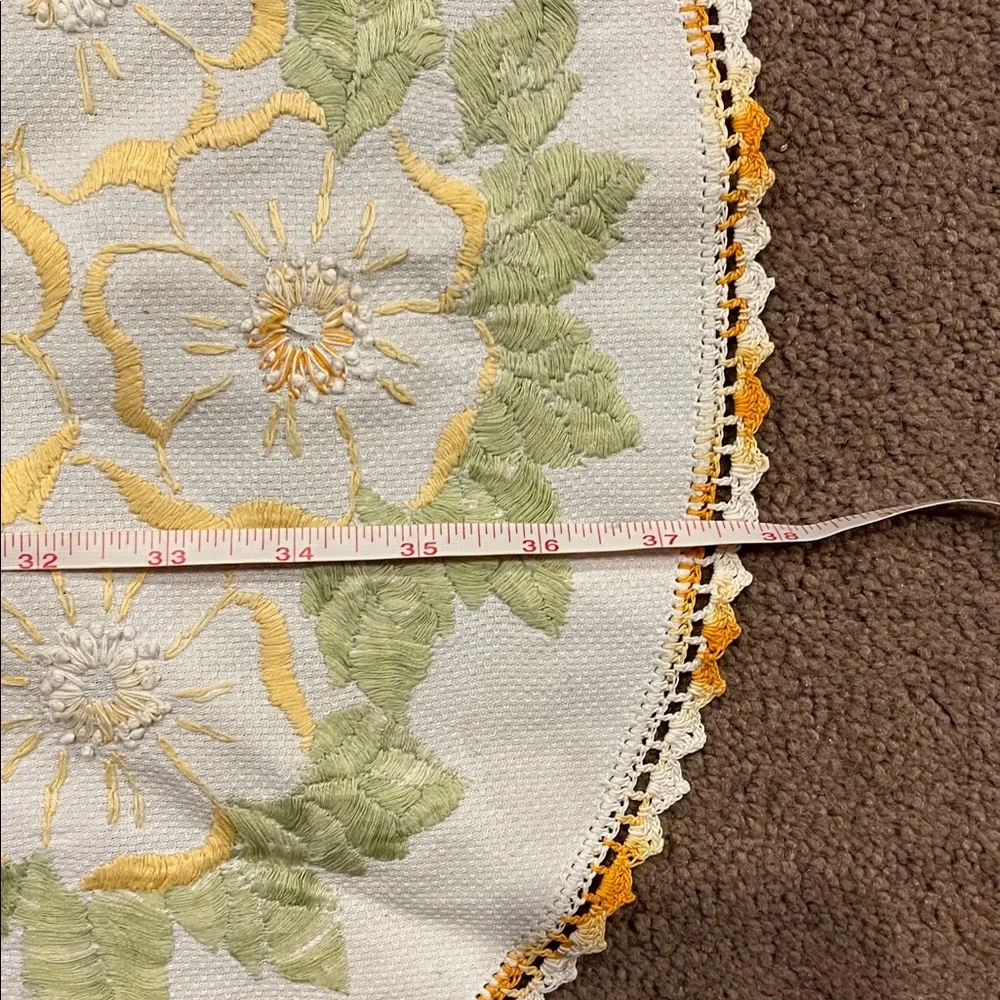 Floral Embroidered Table Runner vintage